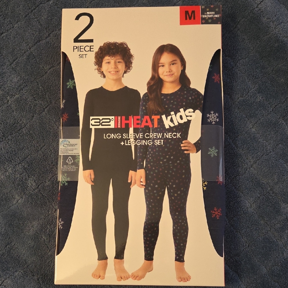 32 Degrees Kids Navy Snowflake Long Sleeve Crew Neck & Legging Set